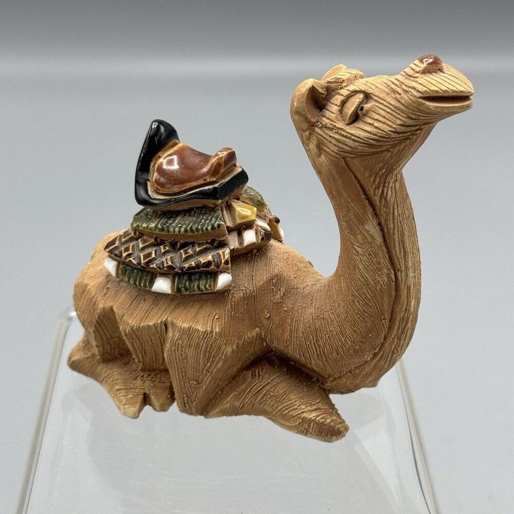 Vtg Artesania Rinconada Camel Figurine Ornate Glaze Saddle Nativity Retired
